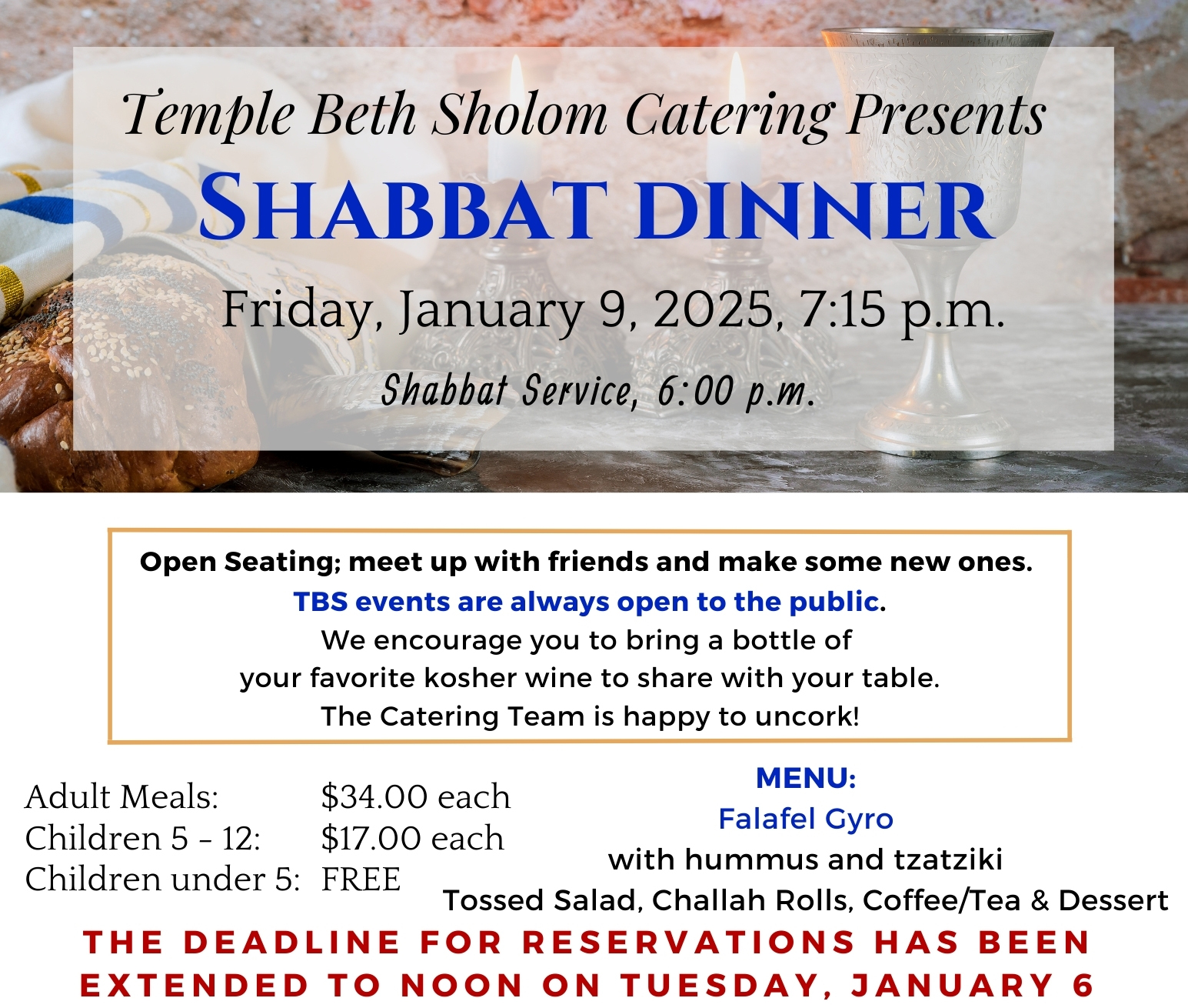 January 9, 2026 - Shabbat Dinner