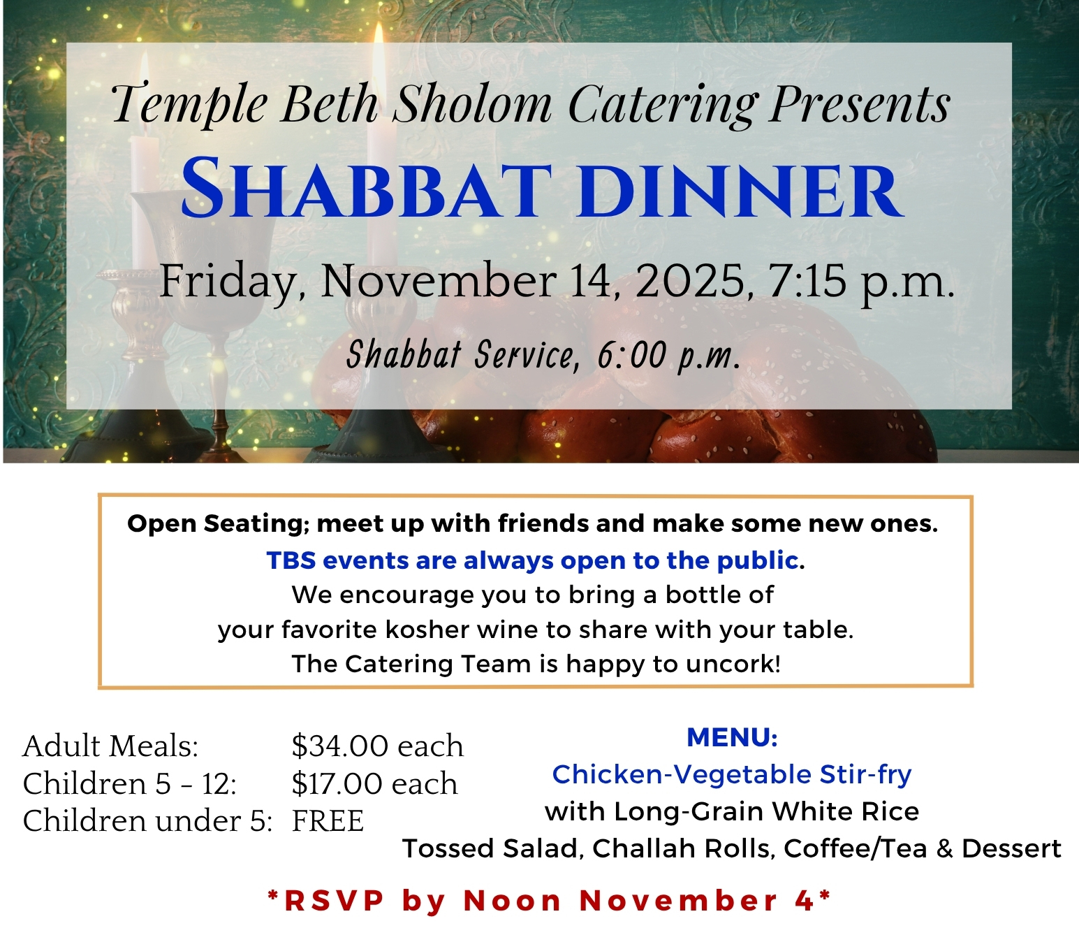 November 14, 2025, Shabbat Dinner